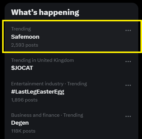 BullishAntDavis's tweet photo. How many Crypto projects do you know that are:

- "Bankrupt";
- Being chased by the SEC and DOJ;
- Contract paused - no trading possible;
- CEO arrested;
- Defamed by "Influencers" and Media;

*YET*

They are often #1 Trending on the biggest social platform - X?

#SAFEMOON
#FACTS https://t.co/HzwlpJL0Kt