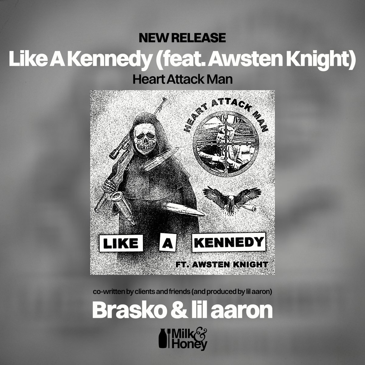 milkhoneyla's tweet image. Check out Heart Attack Man’s new single ‘Like A Kennedy (feat. Awsten Knight), co-written by clients and friends Lil Aaron and Brasko, produced by Lil Aaron
#LilAaron #Brasko #milkandhoney #hitsongs