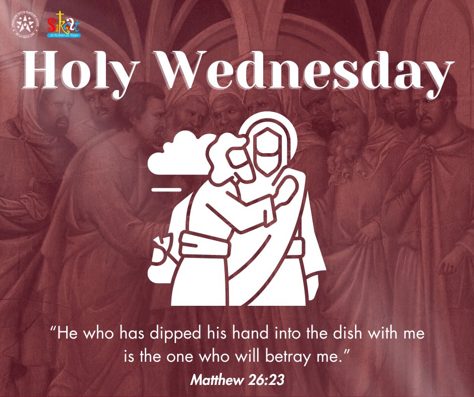 SiKAT_DLSL's tweet photo. “He who has dipped his hand into the dish with me is the one who will betray me.”
Matthew 26:23

Holy Wednesday, also known as Spy Wednesday, marks the day Jesus was betrayed by Judas. https://t.co/b2APmTyfLE