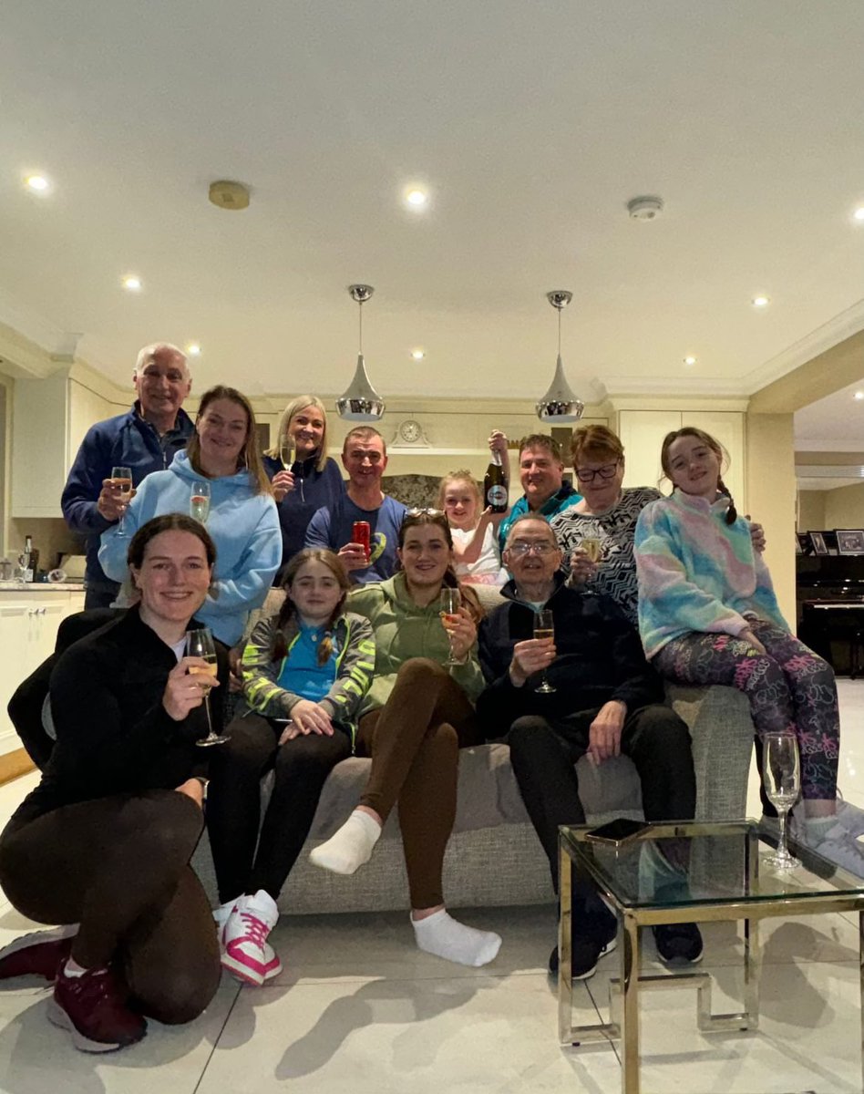 Charlie Smyth’s family celebrating a monumental achievement: the first ever Irish ☘️ kicker to be signed through the IPP for the @NFL . Charlie Smyth is a New Orleans Saint player. Mayobridge will never be the same…
