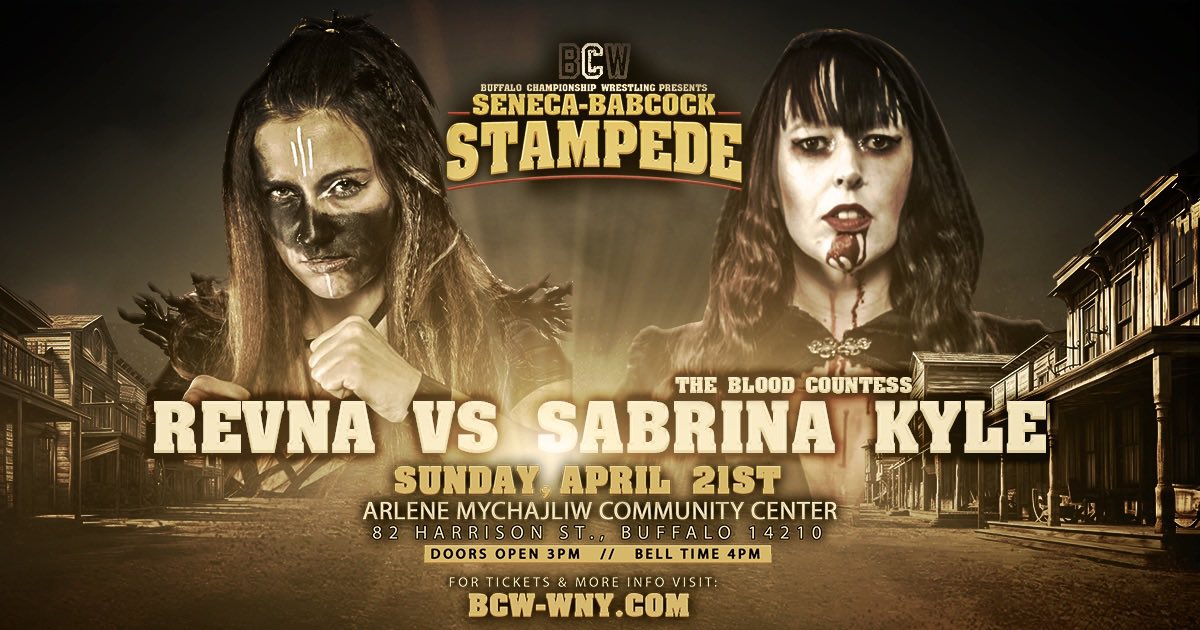 📢 MATCH ANNOUNCEMENT 📢 In a rematch from The Big Fall Bash - #Revna faces @Queenofhorrorsk! For advance tickets and more info on the card: bcw-wny.com #BCWWNY #Stampede #Buffalo #WNY