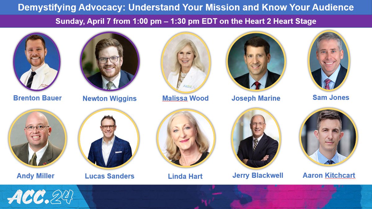 Interested in #ACCAdvocacy but not sure how it works? Come join us on Sunday 4/7 at 1 pm ET on the Heart 2 Heart Stage at #ACC24 to hear more!