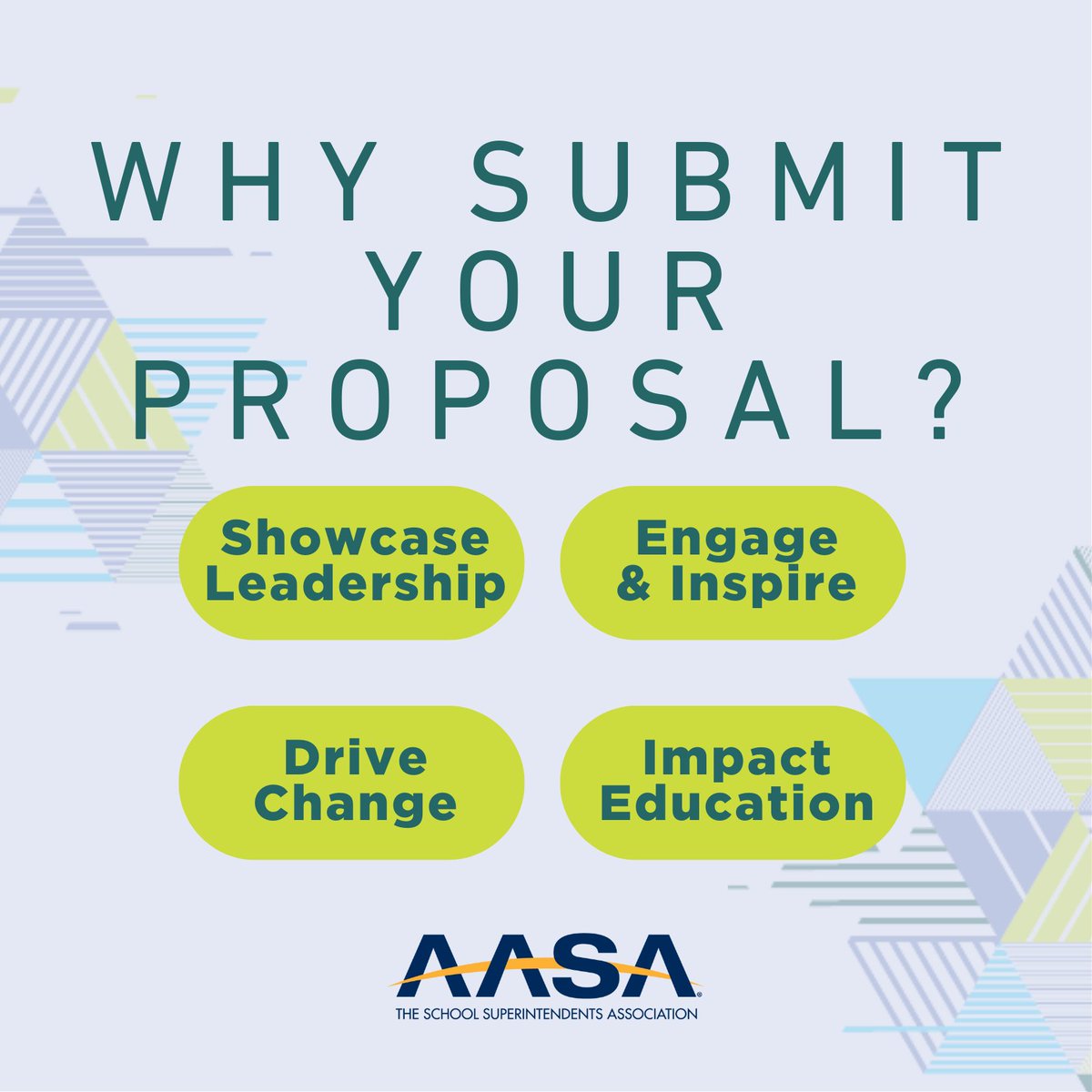 We want to hear from you! Submit your proposals for the 2025 National Conference on Education happening March 6-8 in New Orleans, LA. Submissions are due by 11:59 pm ET on May 31, 2024. Learn more: aasa.org/cfp #NCE2025 #FutureDrivenLeadership #PublicEducation