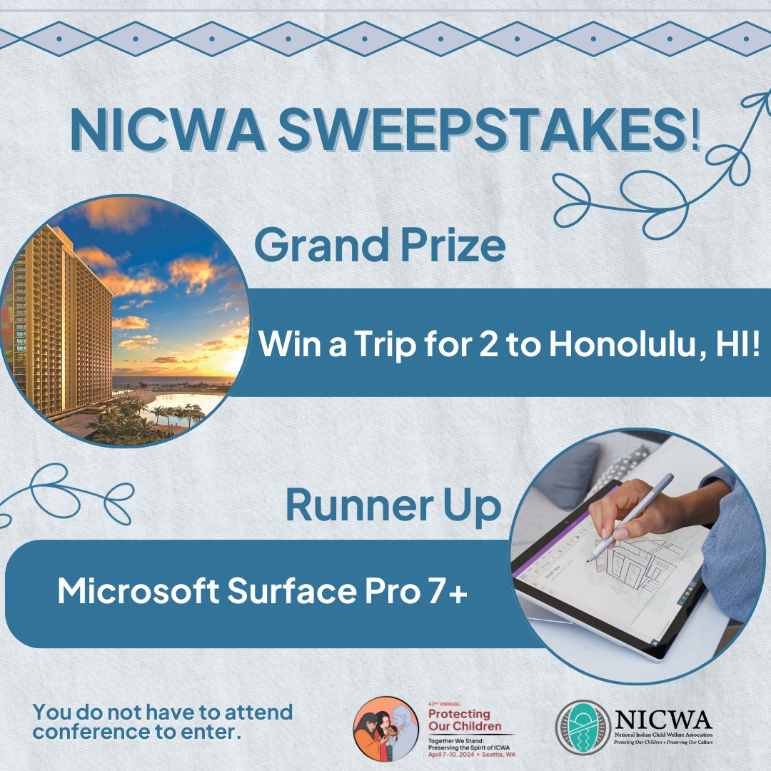 One month left to enter the Hawaii Getaway Sweepstakes! 🤩 Don’t miss out on your chance to win the dream vacation of a lifetime for you and a friend! The runner-up winner will receive a FREE Microsoft Surface Pro 7+. ➡️Donate and enter to win at: bit.ly/NICWASweepstak…