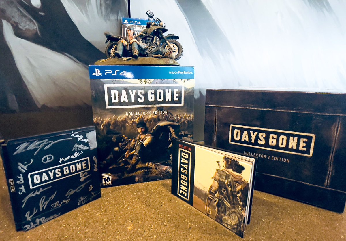 A little over an hour left on this signed Days Gone Collector’s Edition! Check out the auction to support the @GirlsMakeGames Scholarship Fund: tiltify.com/@bend-studio/a…
