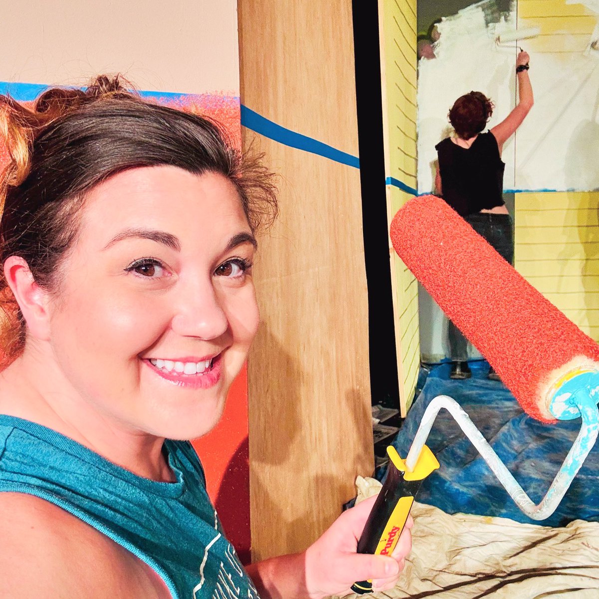 When your friend is directing a community play and asks you to help paint the set… you grab a roller and go! #dolovewell #preppingforthespotlight #community #volunteering #theaternerdforlife #communitytheater