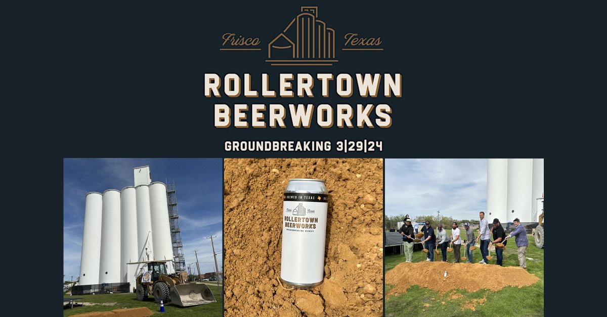 Dirt has been moved. Congrats to <a href="/SkinWade/">Jeff Skin Wade</a>, <a href="/BenRogers/">Ben Rogers</a>, <a href="/JonathanCRogers/">Jonathan Rogers</a>, <a href="/RollerTownTommy/">Tommy Miller</a> and the team at <a href="/rollertown/">@Rollertown Beerworks</a>.

Rollertown breaks ground on new Frisco HQ
beerinbigd.com/2024/03/roller…