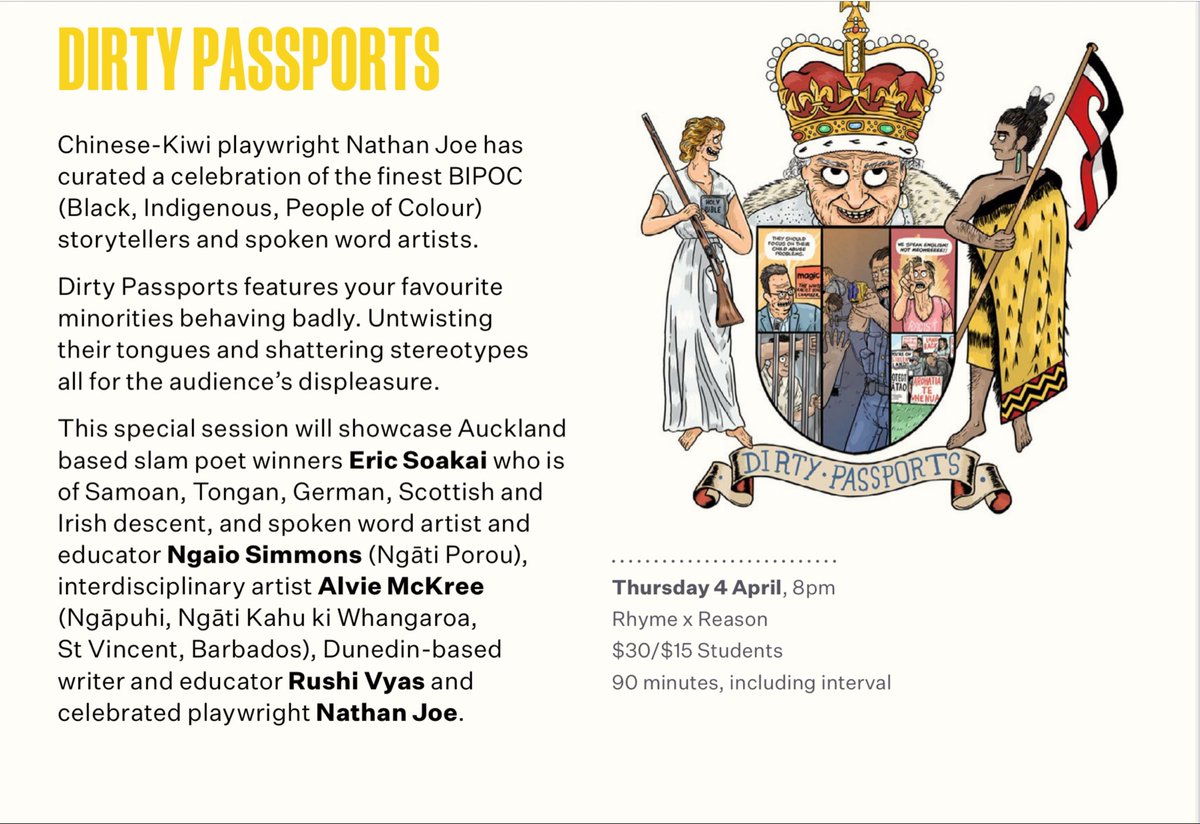 We feel extremely privileged to be hosting these fine poets as they join @festivalcolour @aspiringconv. A celebration of #BIPOC storytellers & #SpokenWord artists. #DirtyPassports is sold out. There are tickets still available to the festival: festivalofcolour.co.nz