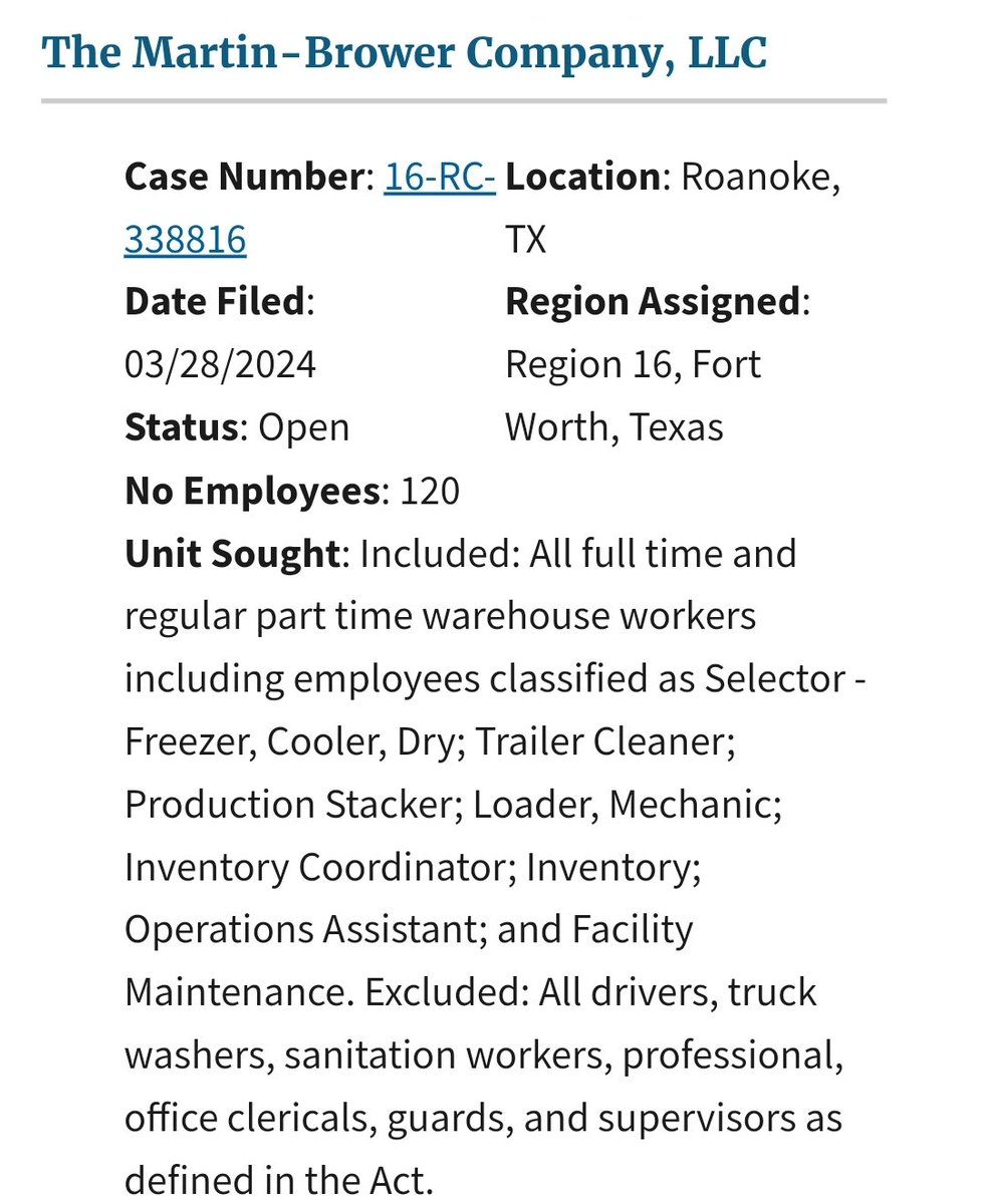 NEW: 120 Warehouse workers in Texas are forming a union and joining @Teamsters @Teamsters767.