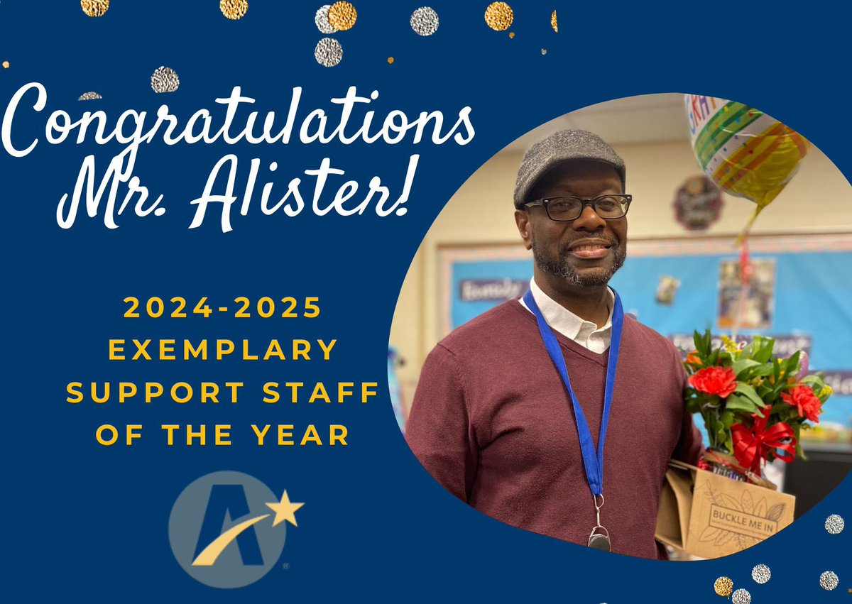 Congratulations to Ms. Clemmons, our Teacher of the Year and Mr. Alister, our Exemplary Support Staff of the Year. Thank you for all you do for our school community. We are honored to have you represent us for the 2024-2025 school year! 💙✨ #AADAinAction #OneNNPS #Elevate⏫️