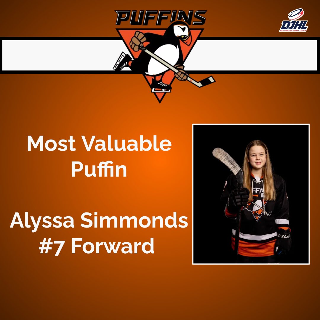 Wrapping up todays’ awards, Alyssa received the Puffin’s MVP award and Athena received the Big Effort award in the round robin game vs <a href="/U13AARavens/">DJHL Ravens Girls U13AA</a> and Claire received the Big Effort award in the championship game 🎉❤️🏒