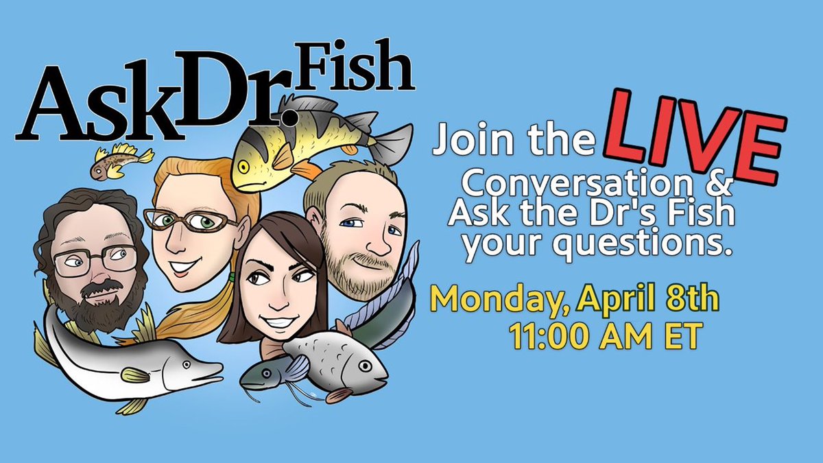 Join us for the next episode of Ask Dr. Fish LIVE on April 8 at 11am EST. Topics for this show include the loss of ice (and what this means for fish), fishing licenses, & pregnant stingrays. You can view the live stream on April 8 at the link in bio.