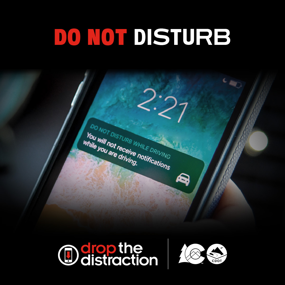Put down the phone.📵 
#Colorado has a law that bans texting while driving for drivers of all ages.  The unexpected can happen in an instant. Be proactive and #DropTheDistraction. 

🌐Learn more at distracted.codot.gov.   

#DistractedDrivingAwarenessMonth #JustDrive