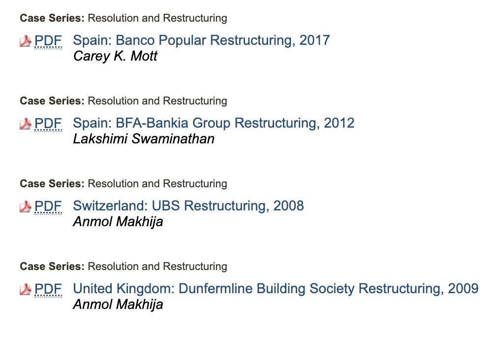 Check out the latest issue of the Journal of Financial Crises!! The newly published issue includes *19* case studies of bank resolution/restructuring in Europe (both before and after BRRD adoption): elischolar.library.yale.edu/journal-of-fin…