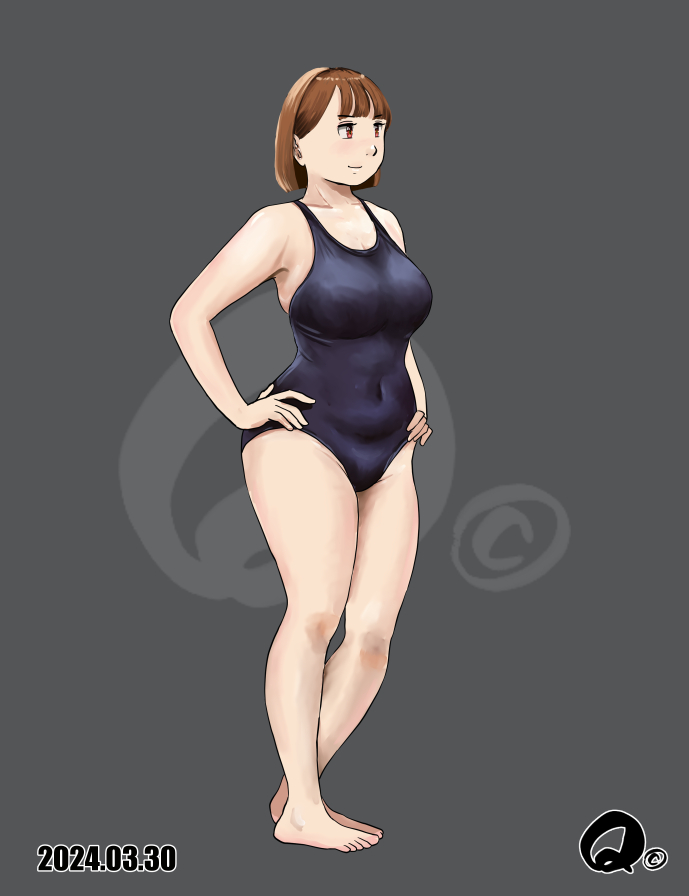 ヒカル先生のポーズカタログイラスト 
その⑩立ち絵 手は腰 