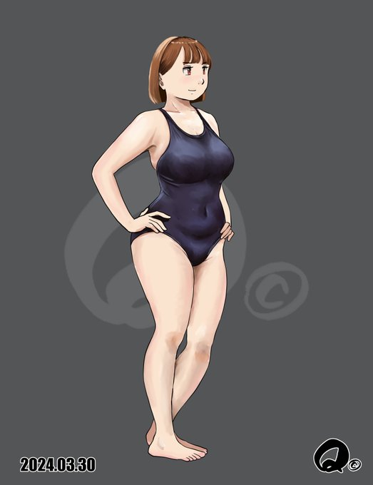 ヒカル先生のポーズカタログイラスト 
その⑩立ち絵 手は腰 