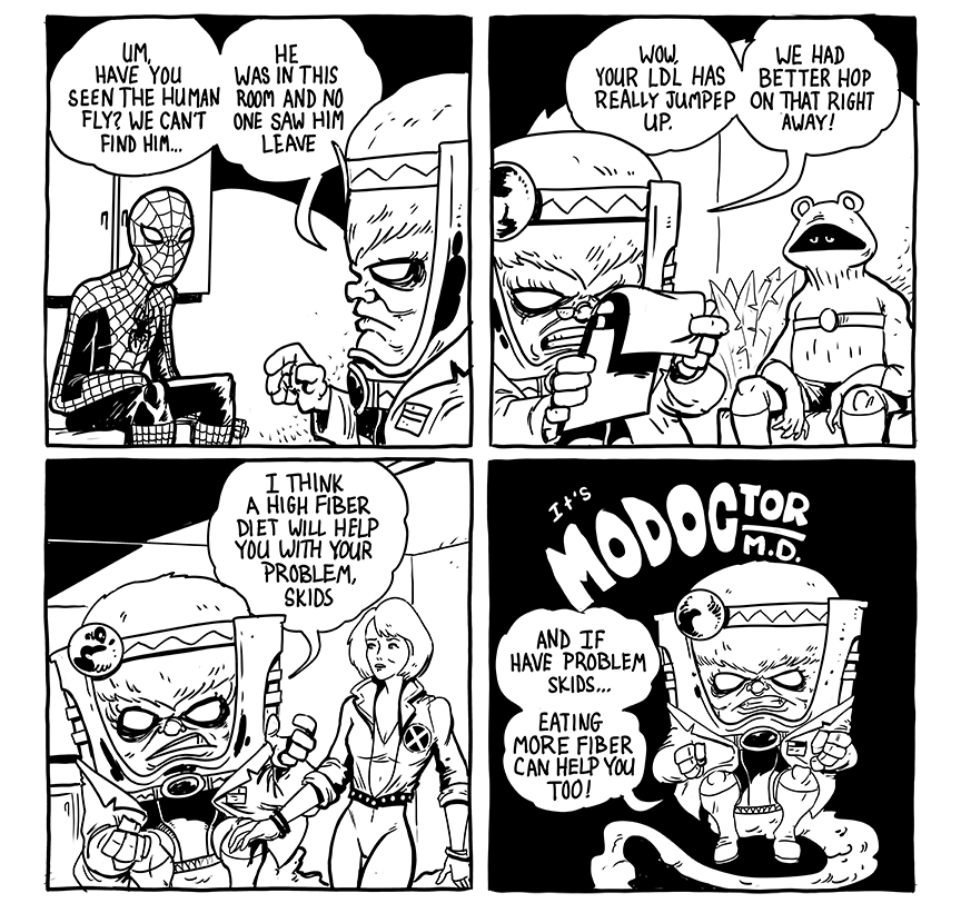 bryankellydraws's tweet photo. In the MODOCtor's office today we have Spiderman, Leap-Frog, and Skids.
#modoctor #modok #spiderman #leapfrog #skids #comic https://t.co/MDfwEPZuF3