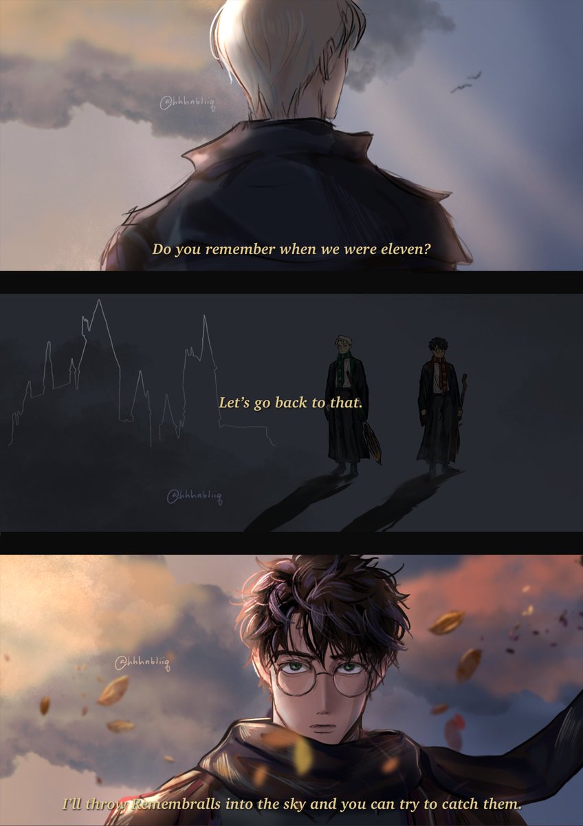hhhnbliiq's tweet photo. Going away is easy—coming home is hard. (3/3) #drarry #hpdm https://t.co/Alkh1McgAA