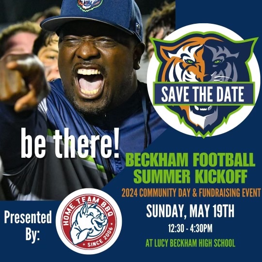 BeckhamFB_'s tweet photo. ➡️Save the date! Sunday, May 19th from 12:30-4:30pm
marks the Beckham Football Summer Kickoff Community Day &amp; Fundraiser, proudly sponsored by Home Team BBQ! Get ready to join the excitement! Stay tuned for more details.
#GoBengals #CommunityEvent #Fundraiser
#FootballKickoff https://t.co/VS7Et1AO2s