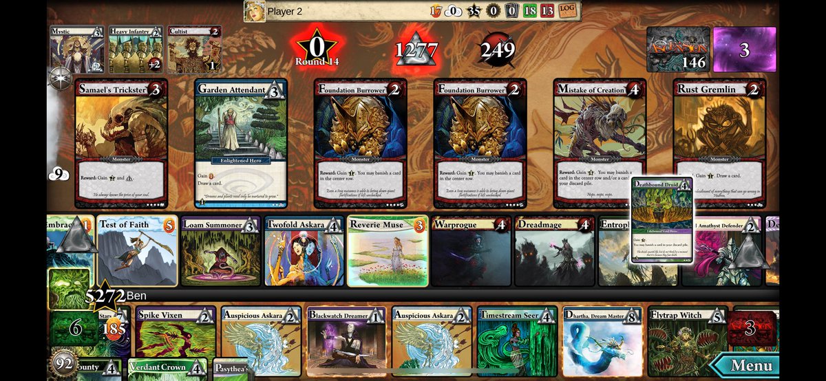 Hey <a href="/StoneBladeEnt/">Stone Blade Entertainment</a> I think I broke Ascension! Currently at *5000* points and I think this turn could go literally forever if I wanted it to.