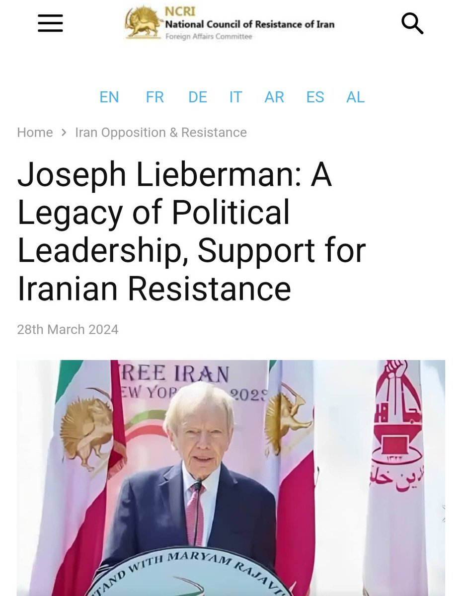 In a piece, I highlighted Swedish MP Alireza Akhondi's alleged connections to #Mojahedin—a claim he denies. However, his condolence for Joe Lieberman included praise for supporting 'Iranian resistance', a terminology used by the Mojahedin.
