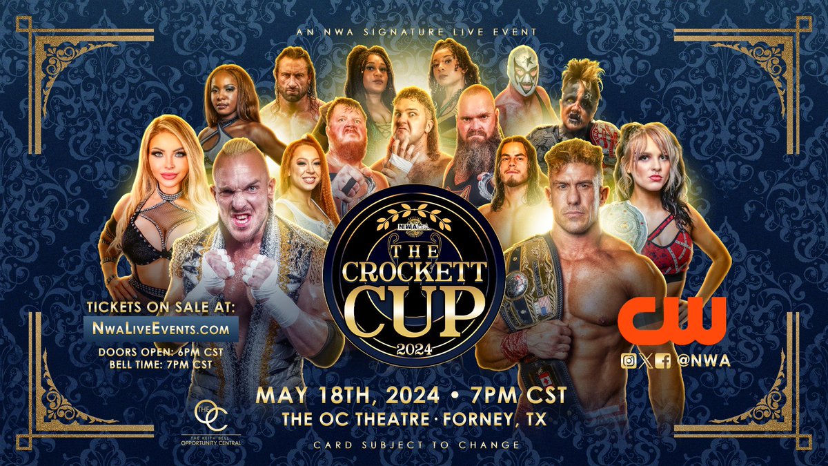 Who do you want to see enter the 2024 Crockett Cup? The most prestigious tag team tournament in professional wrestling comes to Texas on May 18th! Don’t miss your chance to be a part of history! 🎟️ NWALiveEvents.com