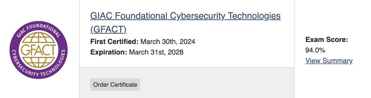 I PASSED my GFACT examination and now have my CERTIFICATION in GIAC Foundational Cybersecurity Technologies! I love to practice what I preach and show my learners how they can achieve inudstry certs too! #MineolaProud @MineolaUFSD 🎉 🔐🌐