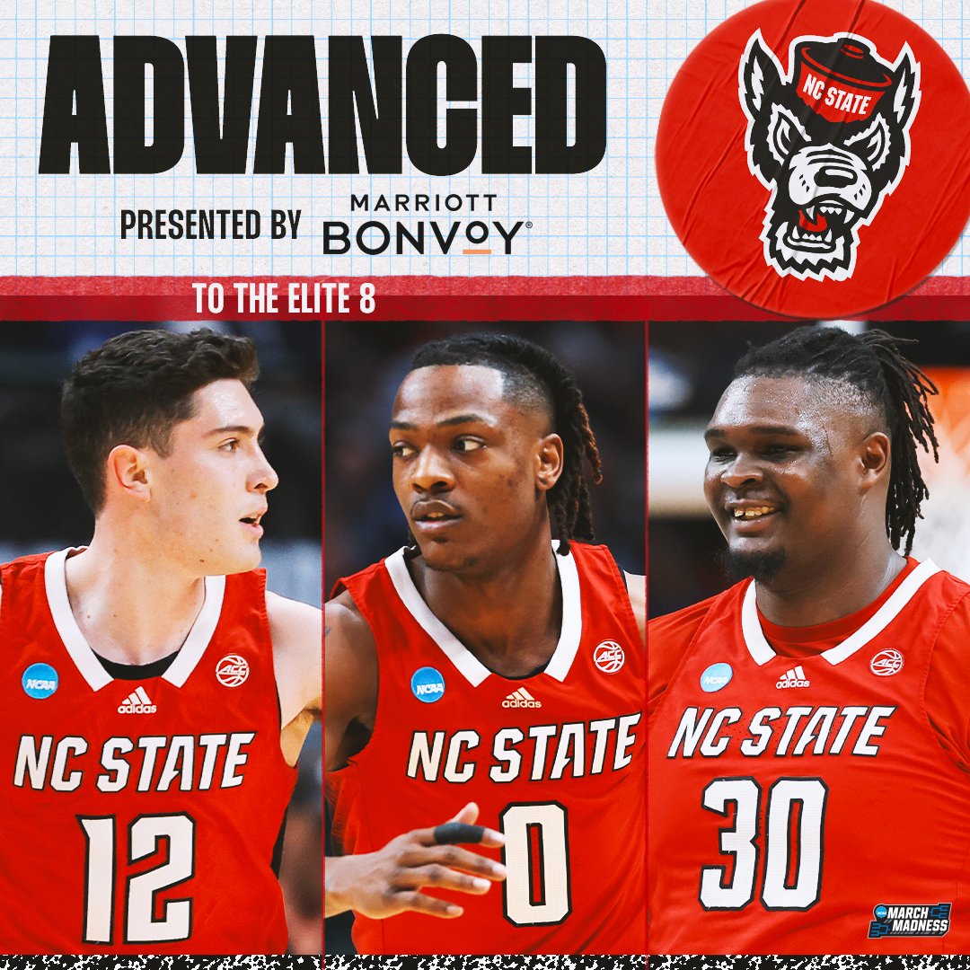 (11) NC STATE KEEPS ON DANCING 🕺 The Wolfpack take down (2) Marquette 67-58 to reach the Elite 8! #MarchMadness