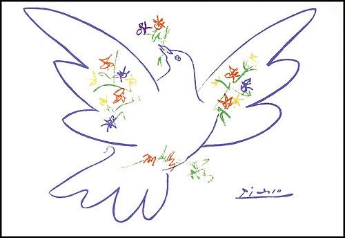 In 1949 Picasso offered for the organization of the World Peace Congress, a drawing of a dove which quickly became famous. 🖌️ Pablo Picasso. 'Dove with branches of flowers'.