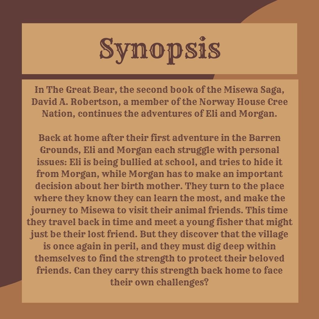 This week we are featuring the Indigenous Novel: “The Great Bear, Book 2 in the Misewa Saga” by Author David A. Robertson. Get books one and two at the link in our bio! #Indigenous #NovelSeries #youngreaders