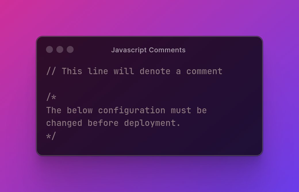 Iam96rr's tweet image. Day 6/100 of #100DaysOfJavascript Challenge.
Comments in #javascript
There are 2 ways to add comments in Javascript.
- Single line comment
- Multi Line comment
Follow for daily coding insights. #100DaysOfCode #Challenge #LearnInPublic #CodingJourney