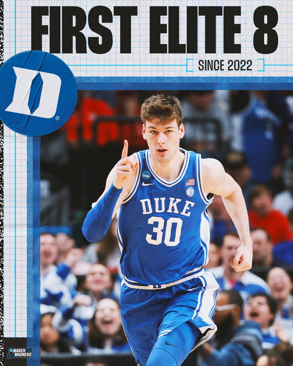 NCAA March Madness (@marchmadnessmbb) on Twitter photo After a year away, Duke finds their way back into the Elite 8 ๐
#MarchMadness <a href="/DukeMBB/">Duke Menโs Basketball</a> After a year away, Duke finds their way back into the Elite 8 ๐
#MarchMadness <a href="/DukeMBB/">Duke Menโs Basketball</a>