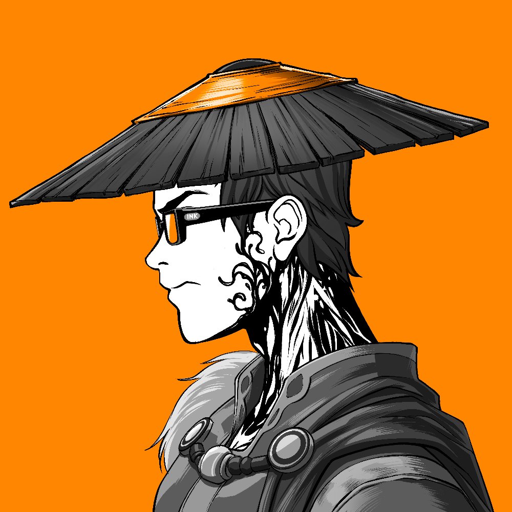 Looks like Gene's 軍師, especially fond of this orange-edged straw hat.

Where is my Ink Fam ?  @inkonbtc   

#INK  #BTC