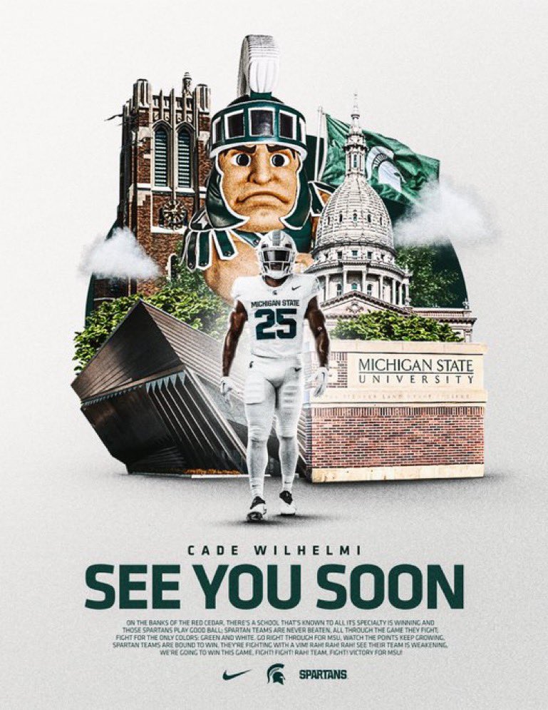 Cade Wilhelmi 3⭐️ (@cadewilhelmi14) on Twitter photo Excited to be at <a href="/MSU_Football/">Michigan State Football</a> tomorrow for a spring practice! <a href="/FBCoachM/">Jim Michalczik</a> <a href="/ColeMoore1991/">Cole Moore</a> <a href="/AustinDArmond/">Austin</a> <a href="/AllenTrieu/">Allen Trieu</a> <a href="/TheD_Zone/">The D Zone</a> @SWiltfong247 Excited to be at <a href="/MSU_Football/">Michigan State Football</a> tomorrow for a spring practice! <a href="/FBCoachM/">Jim Michalczik</a> <a href="/ColeMoore1991/">Cole Moore</a> <a href="/AustinDArmond/">Austin</a> <a href="/AllenTrieu/">Allen Trieu</a> <a href="/TheD_Zone/">The D Zone</a> @SWiltfong247