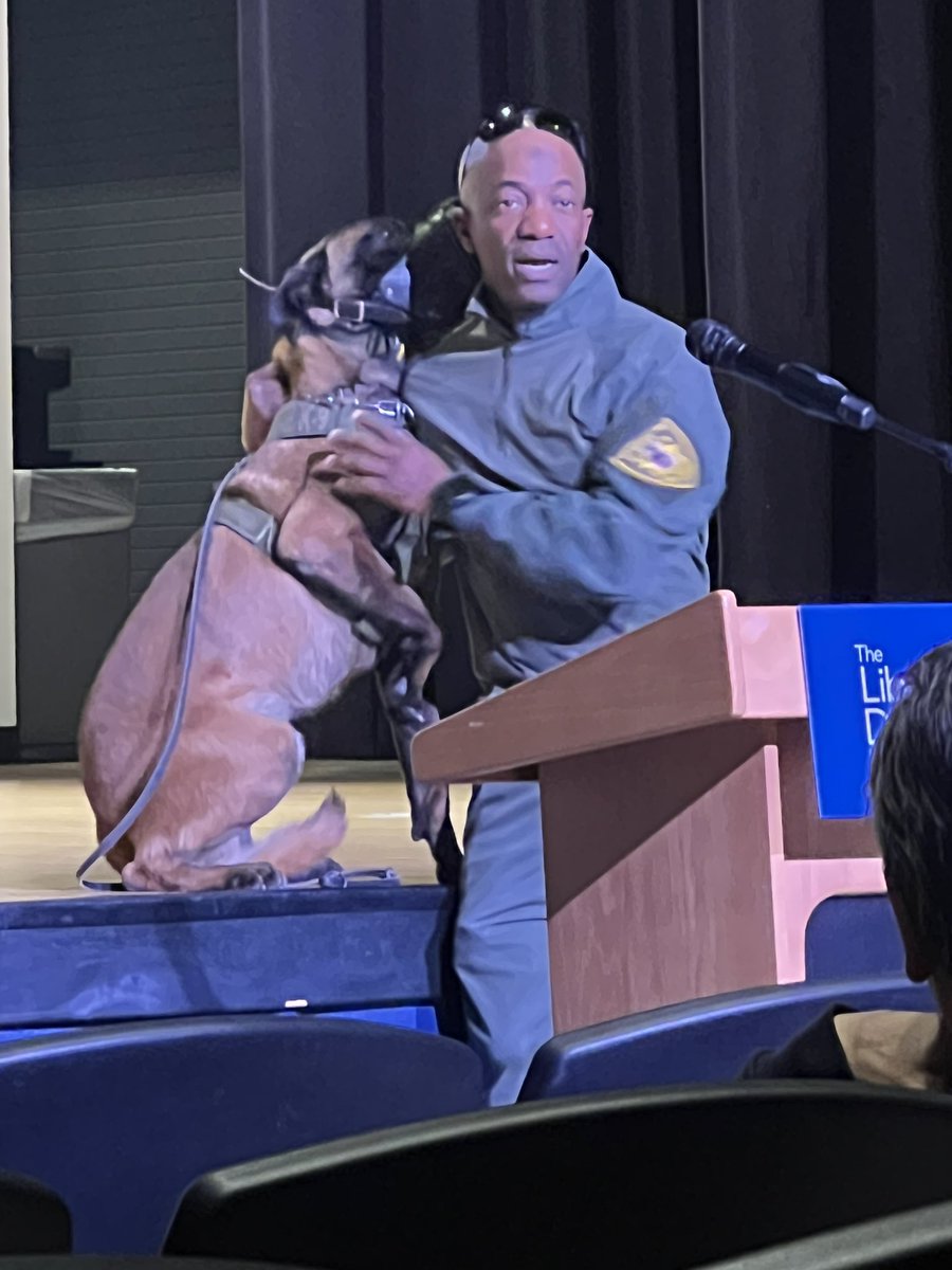 Chapman4Nevada's tweet photo. Absolutely heartbroken to hear the news about hero K9 Enzo being stabbed this afternoon by a suspect during a swat standoff. I had the honor of meeting Enzo last Dec at First Tuesday with @LVMPDEAC . We’re all praying for your speedy recovery, Enzo. #PrayforEnzo #LVMPD #k9unit https://t.co/1qfmEcp6TV