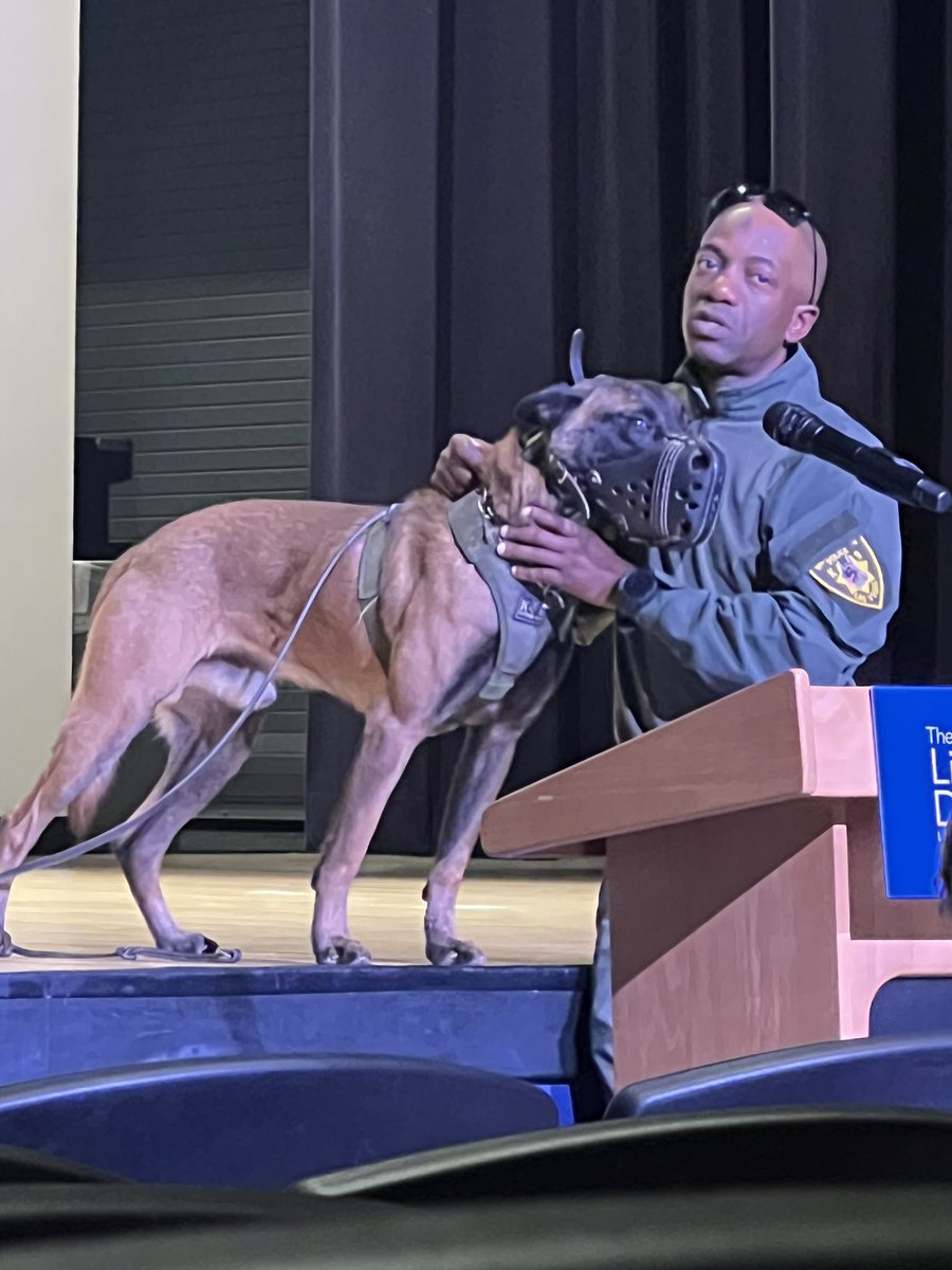 Chapman4Nevada's tweet photo. Absolutely heartbroken to hear the news about hero K9 Enzo being stabbed this afternoon by a suspect during a swat standoff. I had the honor of meeting Enzo last Dec at First Tuesday with @LVMPDEAC . We’re all praying for your speedy recovery, Enzo. #PrayforEnzo #LVMPD #k9unit https://t.co/1qfmEcp6TV
