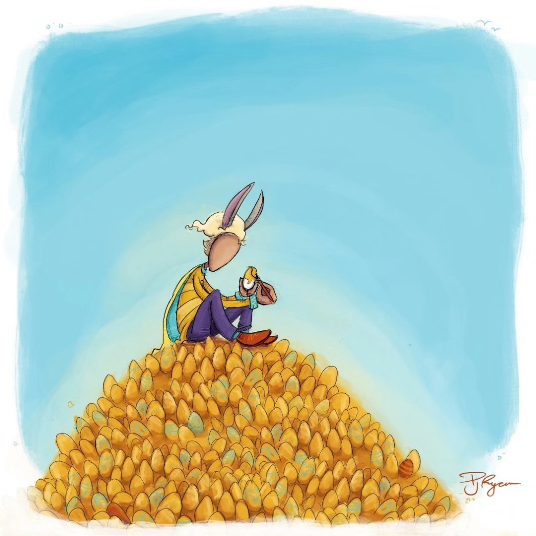 HAPPY EASTER WEEKEND! 
I've been busy creating more Captain Yellow Sweater nfts this week...&amp; he's been busy painting eggs 
#Easter #CYS #captainyellowsweater <a href="/CultureOnAvax/">Culture on Avax</a>