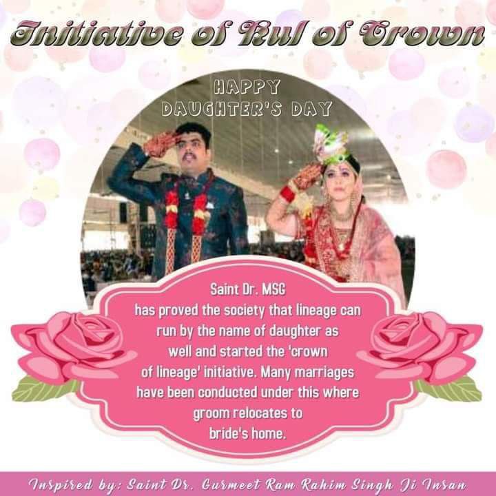 Under the #KulkaCrown campaign launched by Saint Dr Gurmeet Ram Rahim Singh Ji Insan,many such marriages have taken place so far where the boy lives in his wife's maternal house with everyone's consent and takes all the responsibilities like a son.