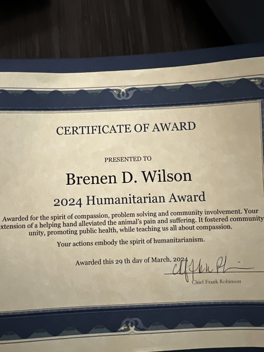 Brenen Wilson was presented the Humanitarian Award for his compassion in Providing a helping hand to an injured dog on his way to school. Presented to him by Riverside PD Major Jackson. 

#StebbinsPride
#CareerTechOhio 
#StebbinsPrepares