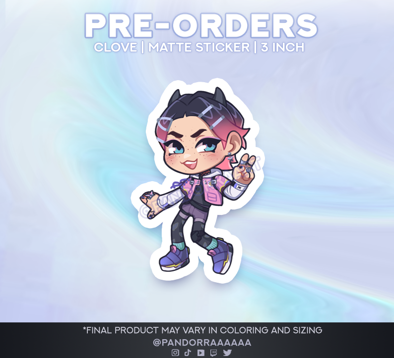 PandorraArt's tweet photo. Alright muckers! 😈🦋
Who's interested in Clove keychain + stickers?
#ValorantArt https://t.co/lm7EV5DUsD
