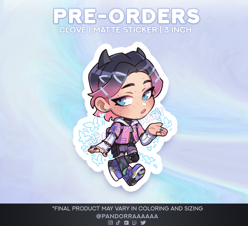 Alright muckers! 😈🦋
Who's interested in Clove keychain + stickers?
#ValorantArt