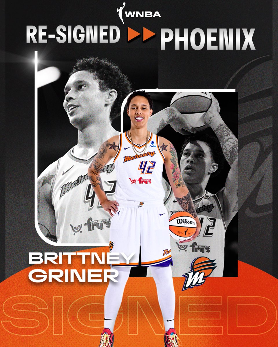 🚨 RE-SIGNED 🚨

2014 WNBA Champion, 9x All-Star, 8x Blocks Leader, 2x Defensive POY and 3x All-WNBA First Team member, Brittney Griner has re-signed with the @PhoenixMercury 

#WNBAFreeAgency