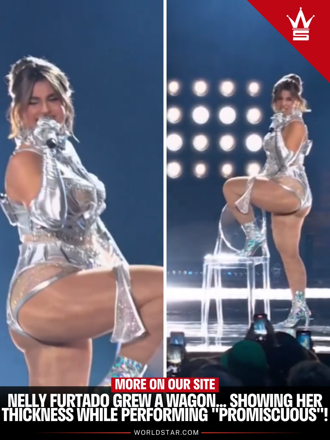 WORLDSTARHIPHOP on X: Nelly Furtado Grew A Wagon... Showing Her Thickness  While Performing Promiscuous! t.conbyCwWNAsg  t.coTVqVukdU0s  X