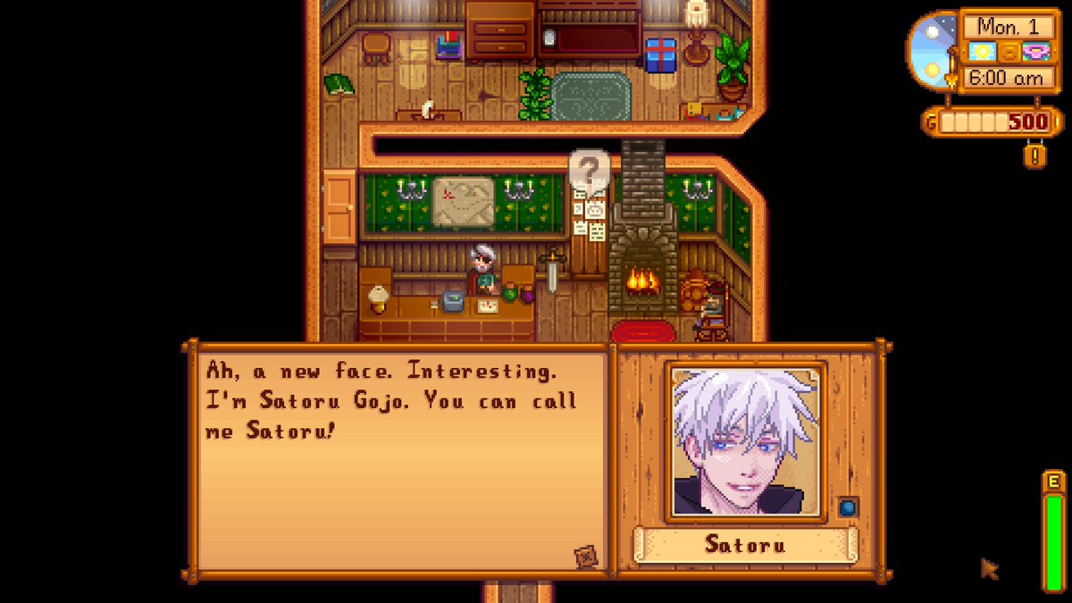 cursedcure's tweet photo. Made Satoru Gojo as a NPC in Stardew Valley mod! And yes you can marry him!🥰

#StardewValley #satorugojo #gojo #jujutsukaisen #mod
https://t.co/ZeoMGBDNDN https://t.co/SaNEmvsFQZ