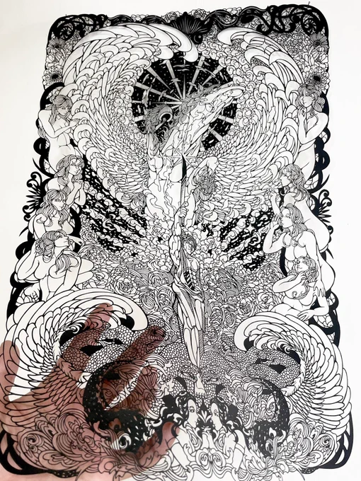 新作切り絵 ペガサス誕生良かったらよろしくお願いします #切り絵 #papercuttingart #art 