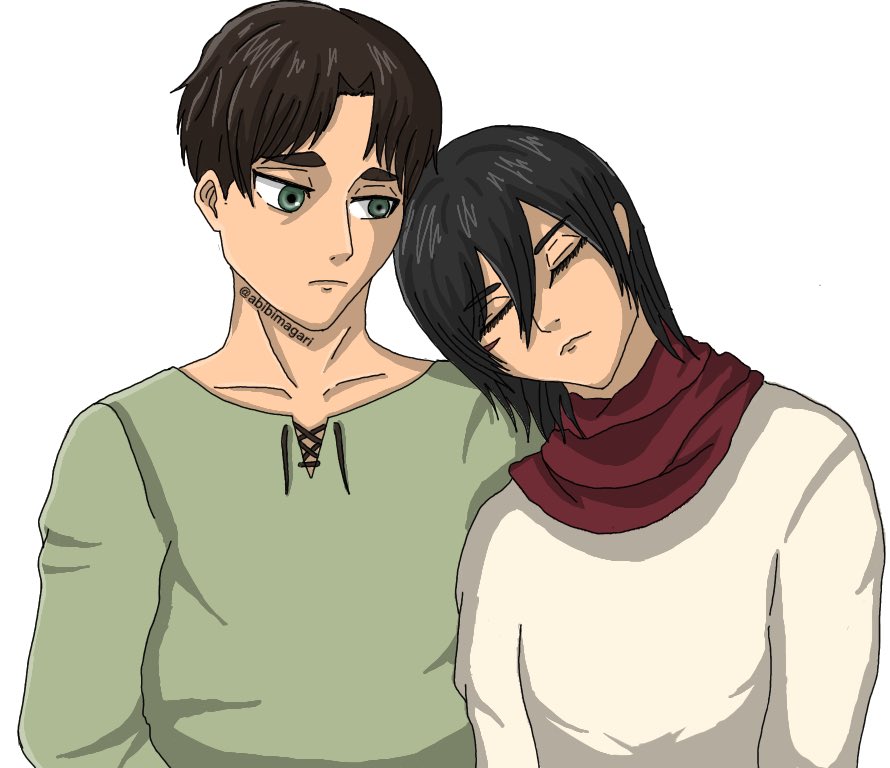 abibimagari's tweet photo. 山小屋のエレミカ🛖
（リメイクして再掲載）

#エレン・イェーガー生誕祭2024
#エレン生誕祭2024
#エレミカのエレン生誕祭2024
#進撃の巨人 #shinge   #進撃fa 
#Attack_on_titan  #aot 
#エレン  #ミカサ  #エレミカ
#イラスト https://t.co/GnfvVGpS7m