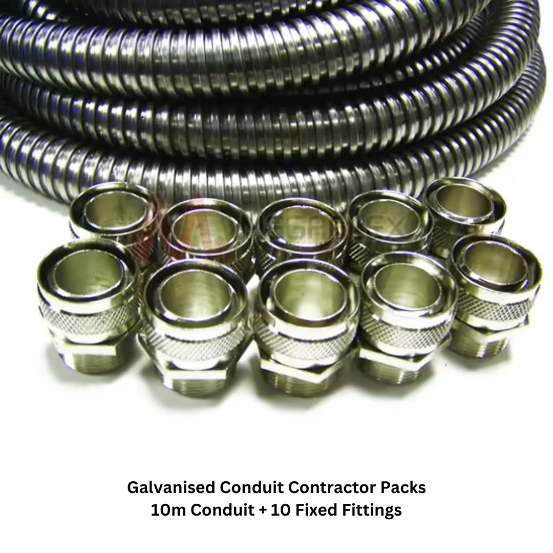MegaflexUK's tweet image. Upgrade your installations with our Galvanised Conduit Contractor Pack! 🛠️ Perfect for lighting &amp;amp; underfloor heating. Designed for high temps &amp;amp; flexing. Secure, durable, easy to install. #HoseProtection #Rigid #cabletidy #hosemanagement #hosetidy #FlexibleConduit #CableManagement