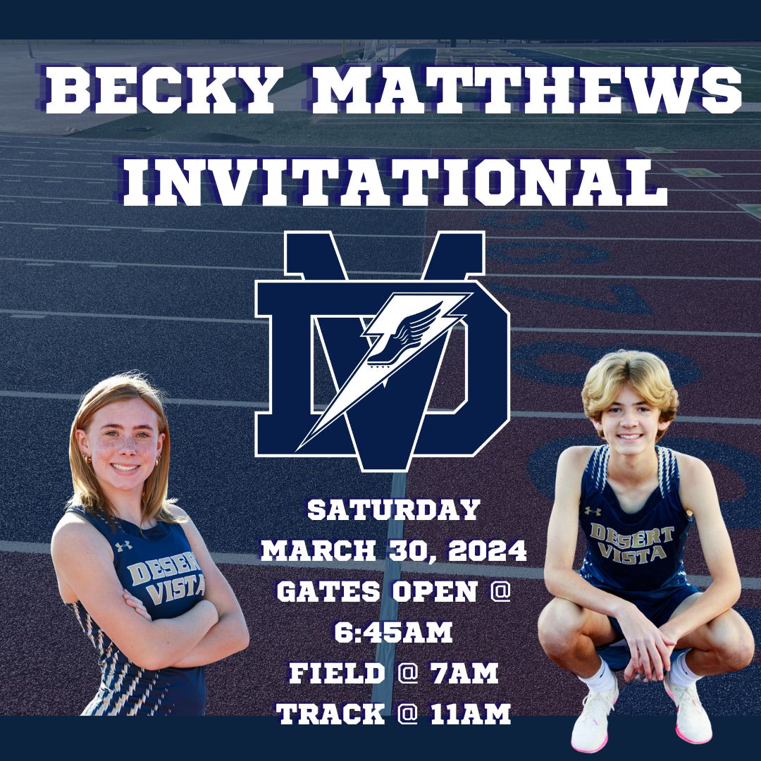 DV Thunder Track (@dvthundertrack) on Twitter photo The Becky Matthews Invitational is just around the corner, kicking off tomorrow morning! The day will highlight our rising stars – Freshmen and Sophomores – as they take center stage with the majority of meet entries going to these hardworking young athletes.
<a href="/dvcctf/">Desert Vista HS (AZ)Cross Country & Distance Track</a> <a href="/theDVway/">Desert Vista Athletics</a> The Becky Matthews Invitational is just around the corner, kicking off tomorrow morning! The day will highlight our rising stars – Freshmen and Sophomores – as they take center stage with the majority of meet entries going to these hardworking young athletes.
<a href="/dvcctf/">Desert Vista HS (AZ)Cross Country & Distance Track</a> <a href="/theDVway/">Desert Vista Athletics</a>