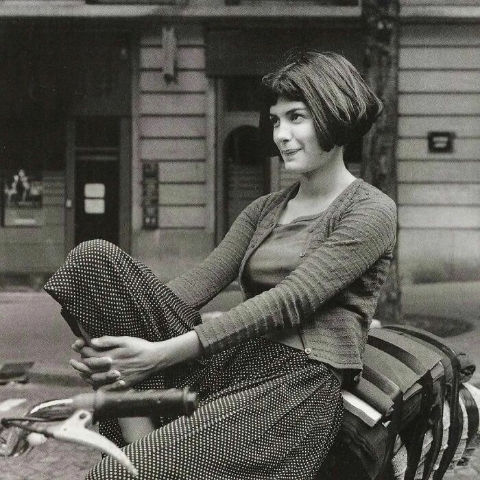 Audrey Tautou en el set de Amélie en 2001.