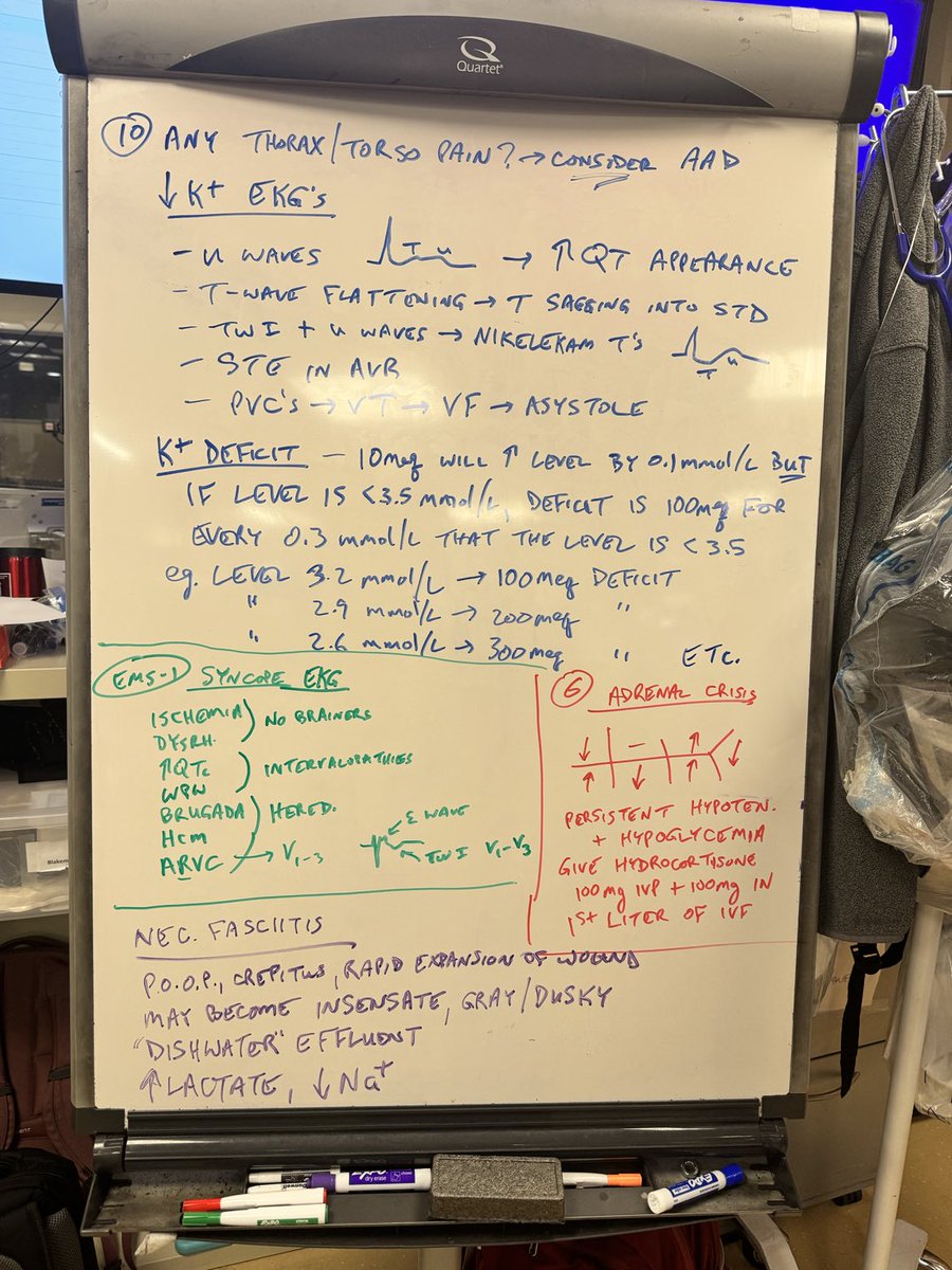 Friday night shift ⁦@UMEmergencyMed⁩ ⁦@UMEMresidency⁩ #foamed #WhiteBoardTeaching